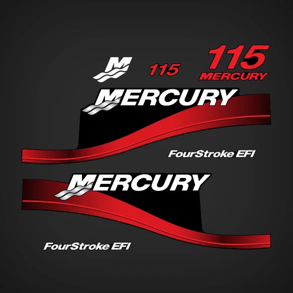 Set of 2 Decals for Mercury Outboard 115hp (881649A01) Red