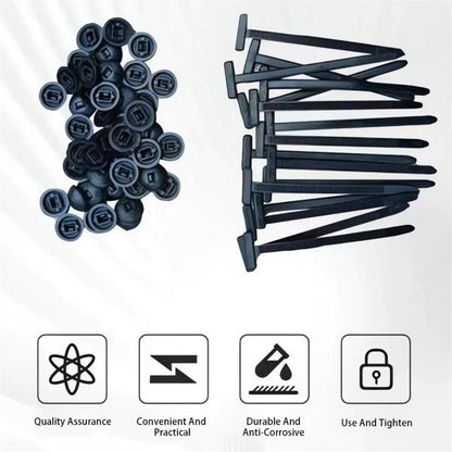 200Pcs Nylon Cable Tie Buckles with Pin & Button Design for