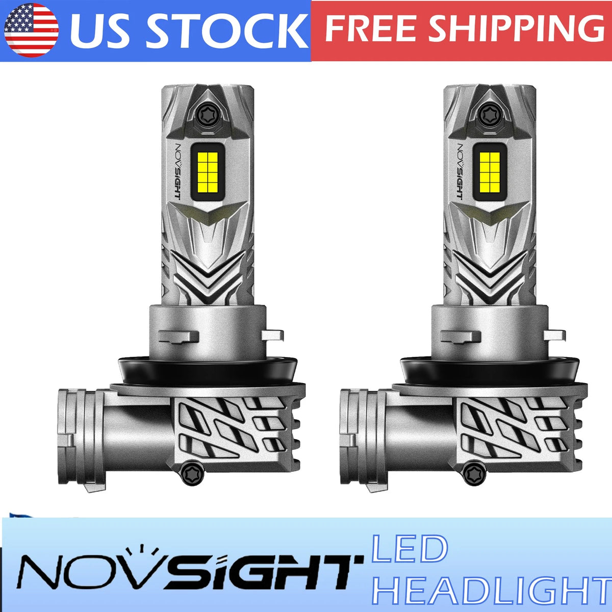 2X H11 H8 H9 LED Headlight Bulbs 6500K for