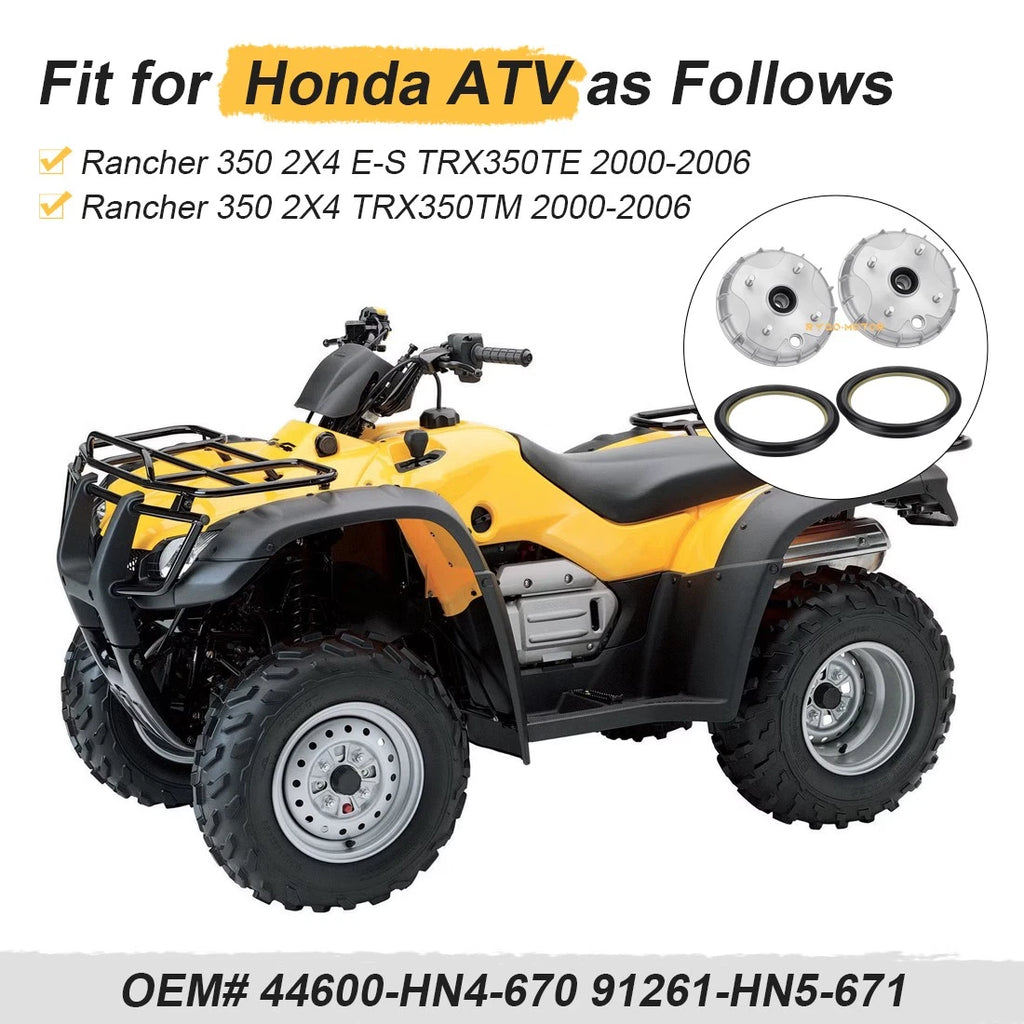 2 Front Brake Drum & Dust Seal for Honda Rancher 350 TRX350TE TRX350TM (2000–2006)