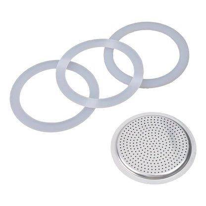 Replacement Parts for Moka Pot Stainless Steel Filter & Silicone Gaskets