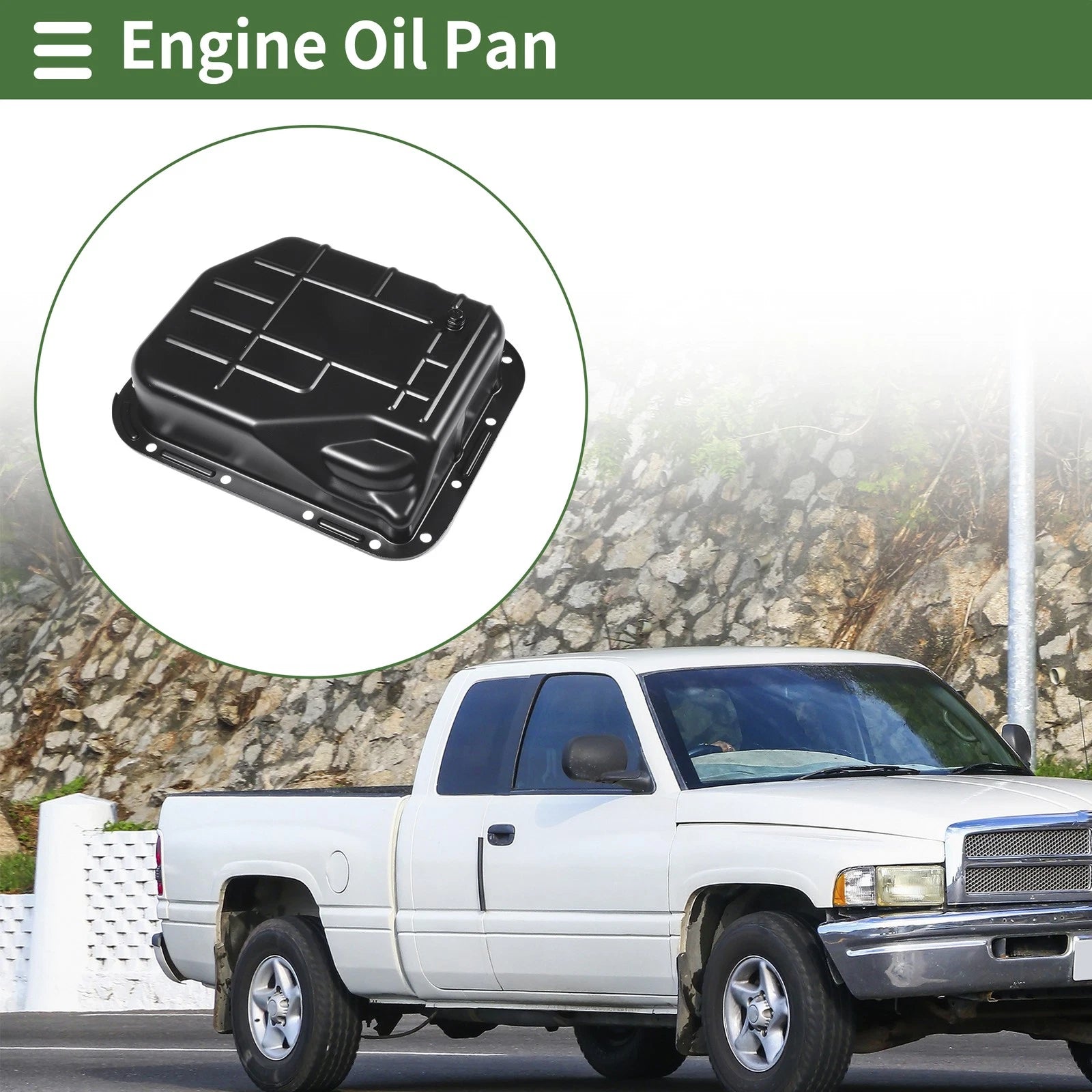 Engine Oil Pan Replacement for Dodge Ram 1500 (1996–2001) Iron Black