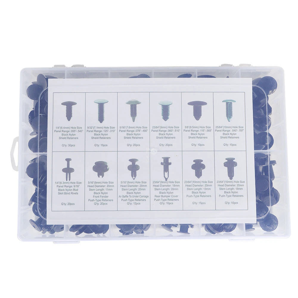 192Pcs Nylon Shield Pin Rivet Fasteners for Universal Vehicles (All Years)