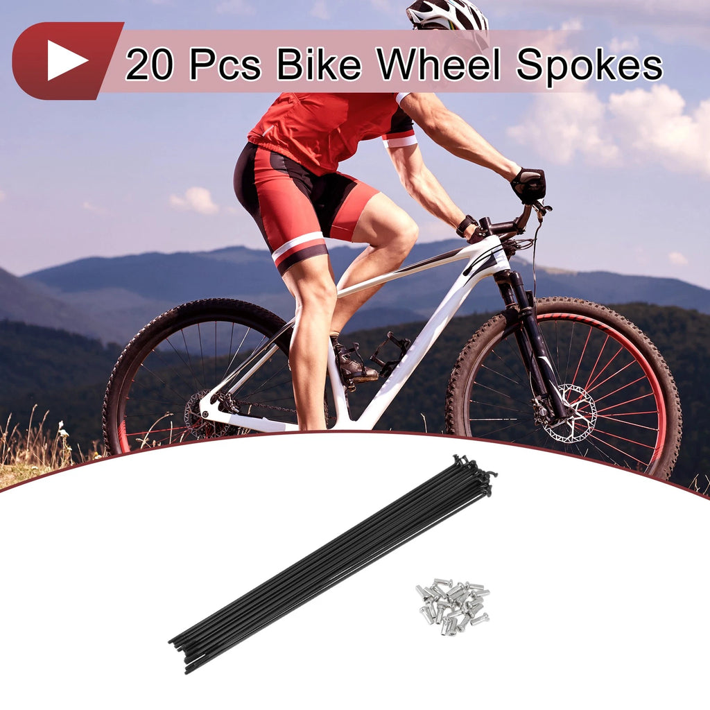 Bicycle Wheel Spokes Set 229mm 304 Stainless for 13G Black (Qty 20)