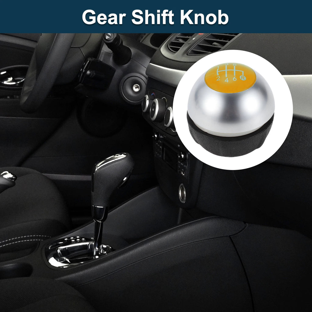 6 Speed Manual Shift Knob for Fiat 500 (2012–2023) Matte Silver Tone Yellow