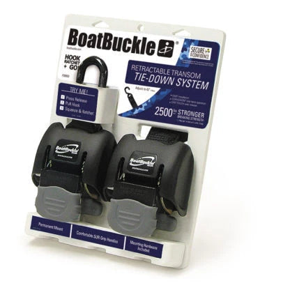 2X Retractable Transom Tie-Downs for BoatBuckle F08893 (Pair)