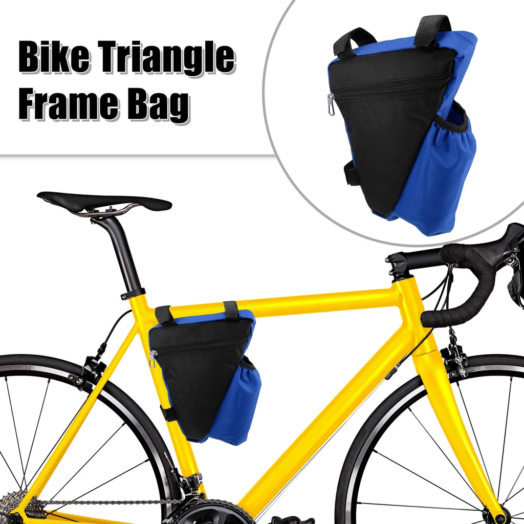 Triangle Frame Bag with Bottle Holder Storage Bag for Mountain Bike Blue (2010–2010)