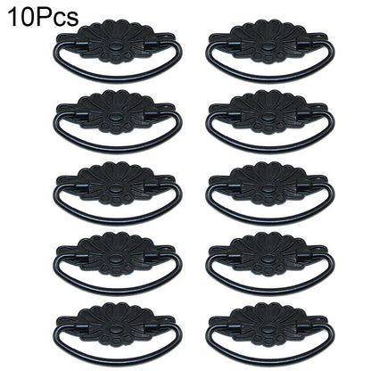 10X Black Vintage Door Pull Handles for Cupboard Drawer (Zinc Alloy)