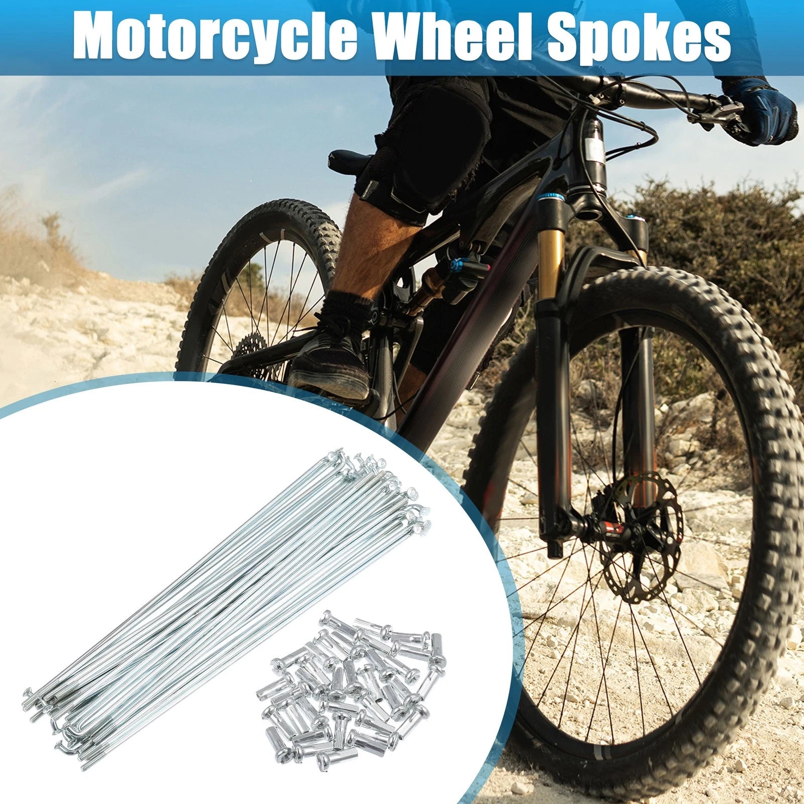 36pcs J Bend Bicycle Spokes Galvanized 148mm with Nipples for Universal (—)
