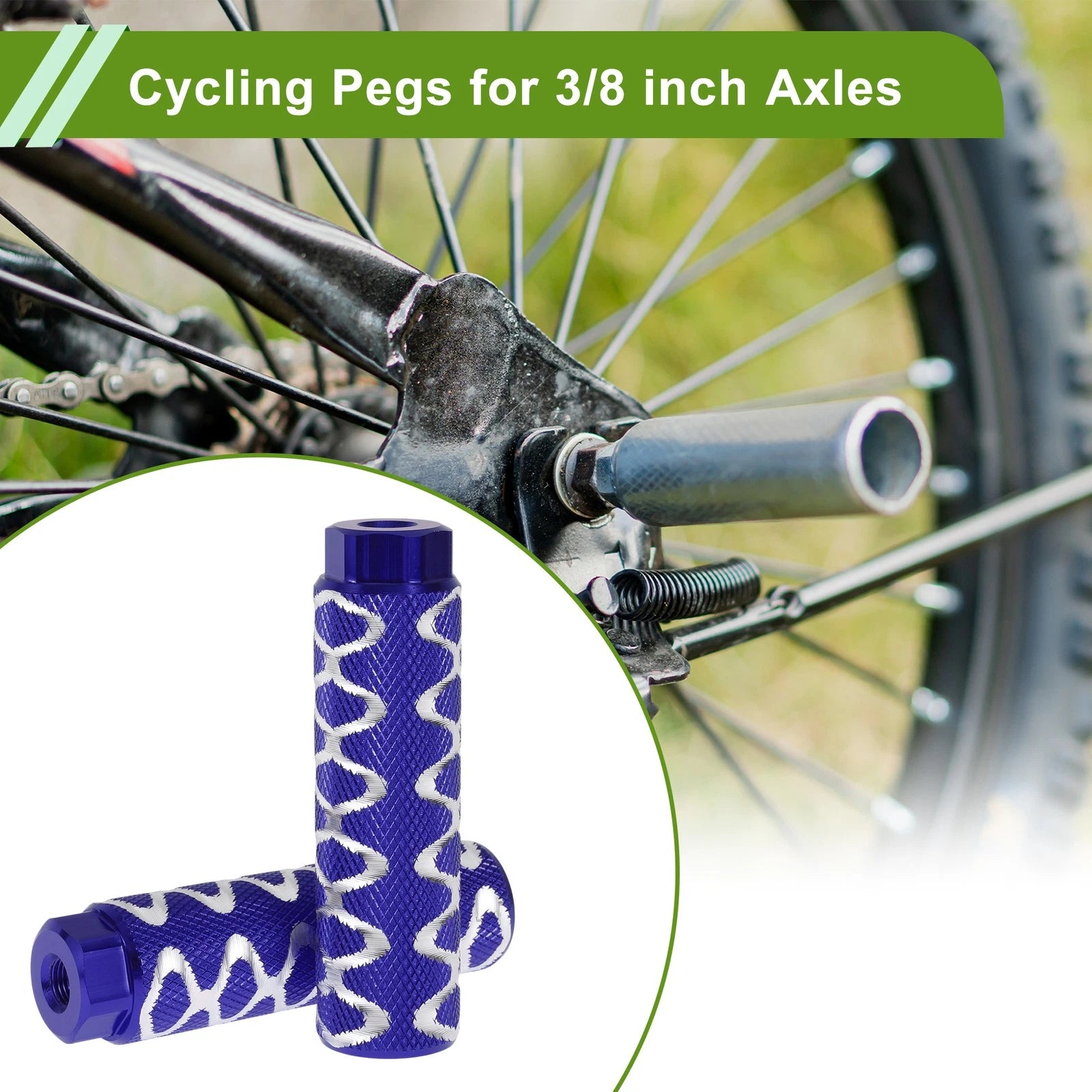 4 Pcs 100mm Bike Pegs Circle Texture Replacement for Blue Cycling (—)