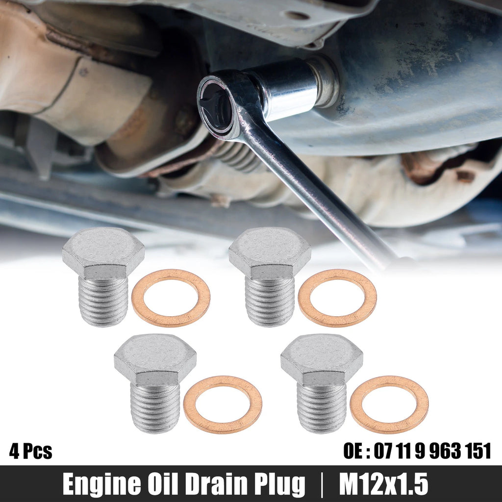 4 Pcs Engine Oil Drain Plug Screw with Gasket for BMW Mazda (M12x1.5)