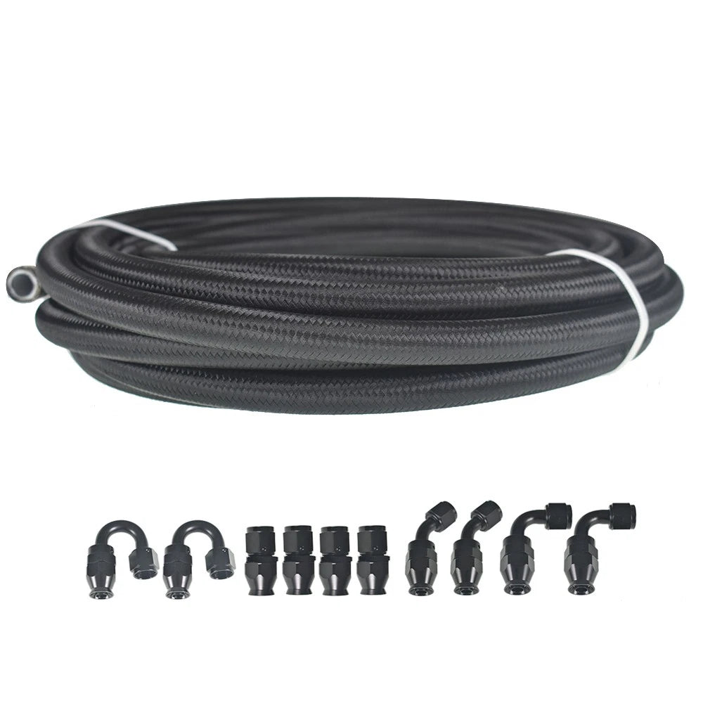20FT Hose Kit with 10 Fittings for E85 8AN Nylon PTFE Fuel Line