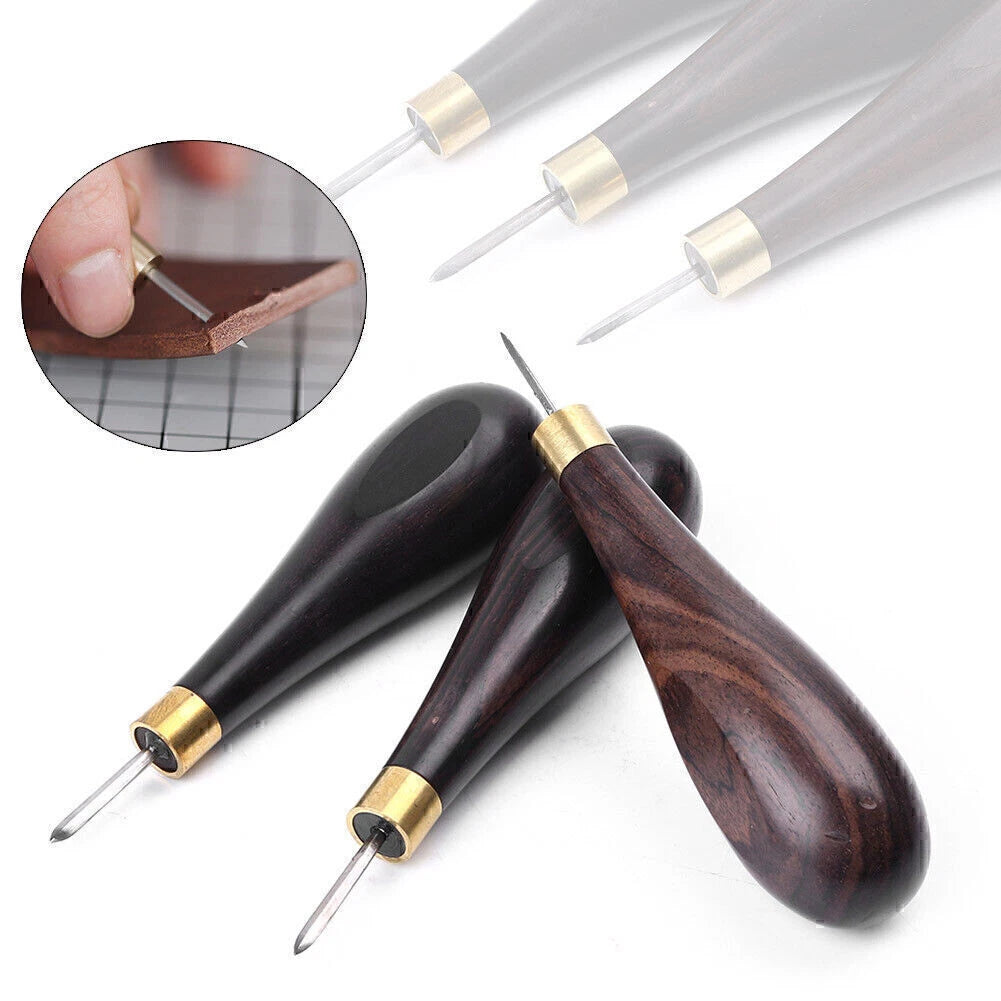 Sewing Awl for Leather Craft - Diamond Stitching, Ebony Blackwood Handle