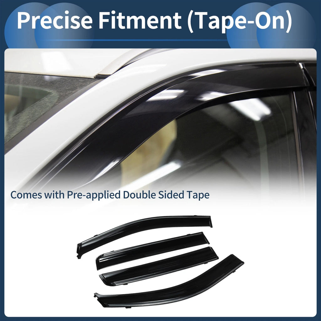 Set of 4 Window Deflectors for Jeep Compass (2007) - Side Vent Visors Black