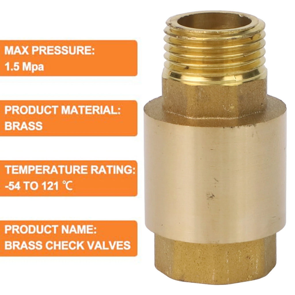 Brass Check Valve with Stainless Steel Spring for Secure Backflow Prevention