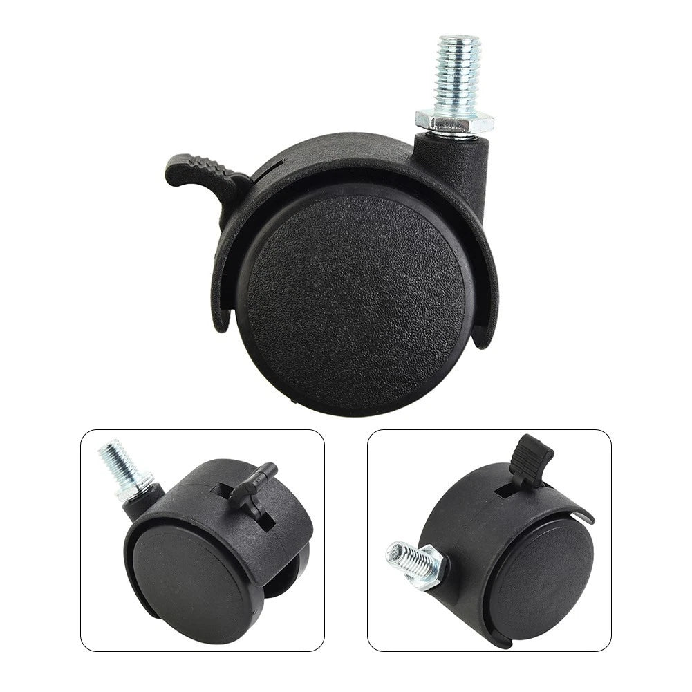 Set of 4 Black Polyurethane Casters for Office Chair (3")