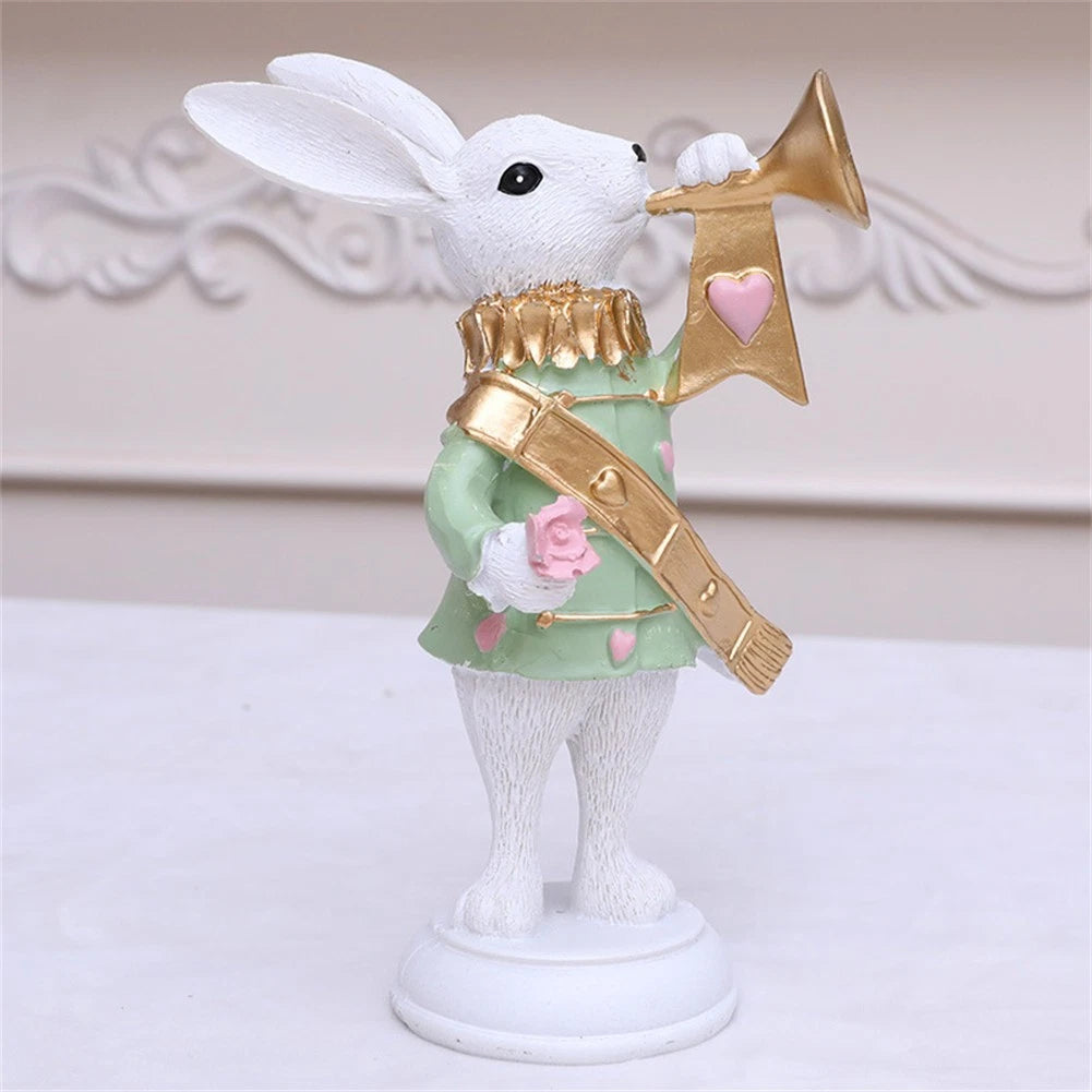 2X Easter Themed Resin Rabbits for Seasonal Displays
