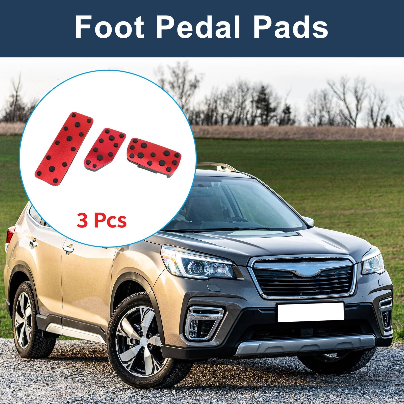 3 Pcs Automatic Foot Accelerator Pedal Covers for Subaru Forester (2019–2021)