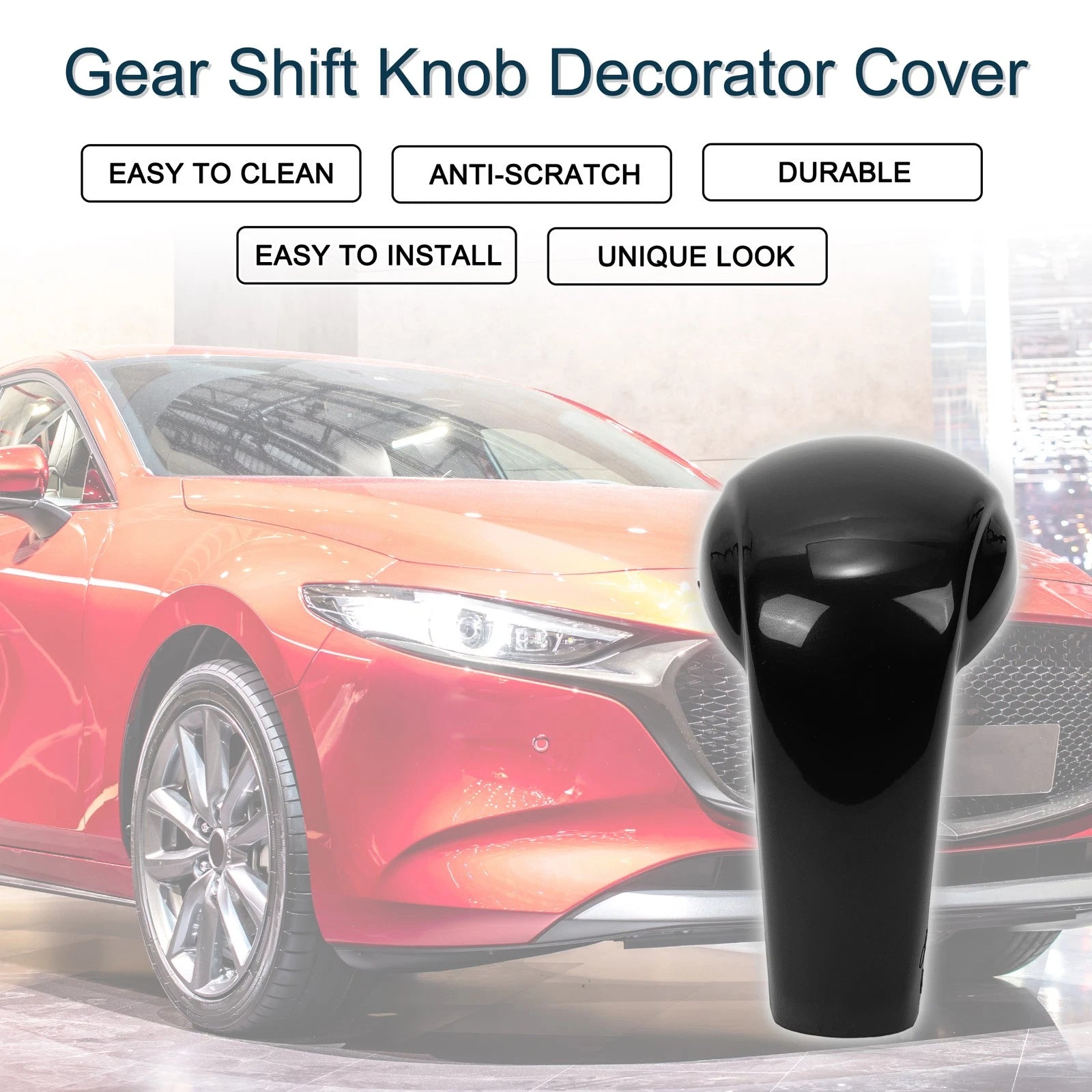 Gear Shift Knob Decor Cover for Mazda CX-5 (2017–2023) Black Console 1 Pc