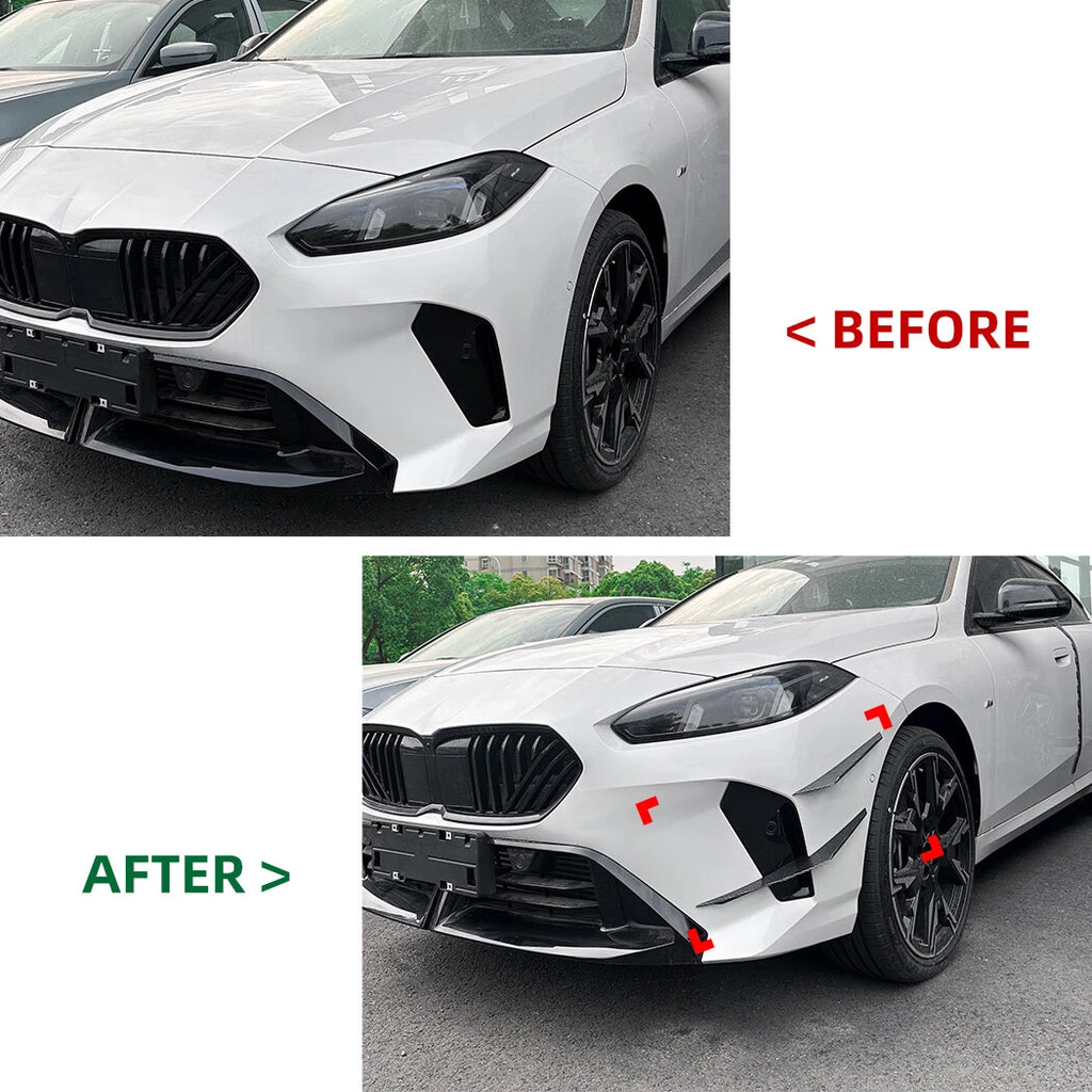 Set of 4 Black Front Bumper Side Canards Splitters for BMW 2-Series (2024+)