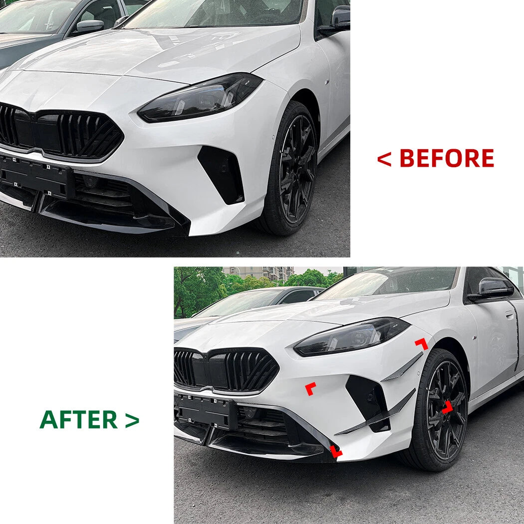 Set of 4 Black Front Bumper Side Canards Splitters for BMW 2-Series (2024+)
