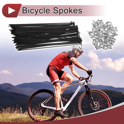 Bicycle Spoke Set 14G 178mm Carbon Steel Black for 26 In Wheel (1990–2025)