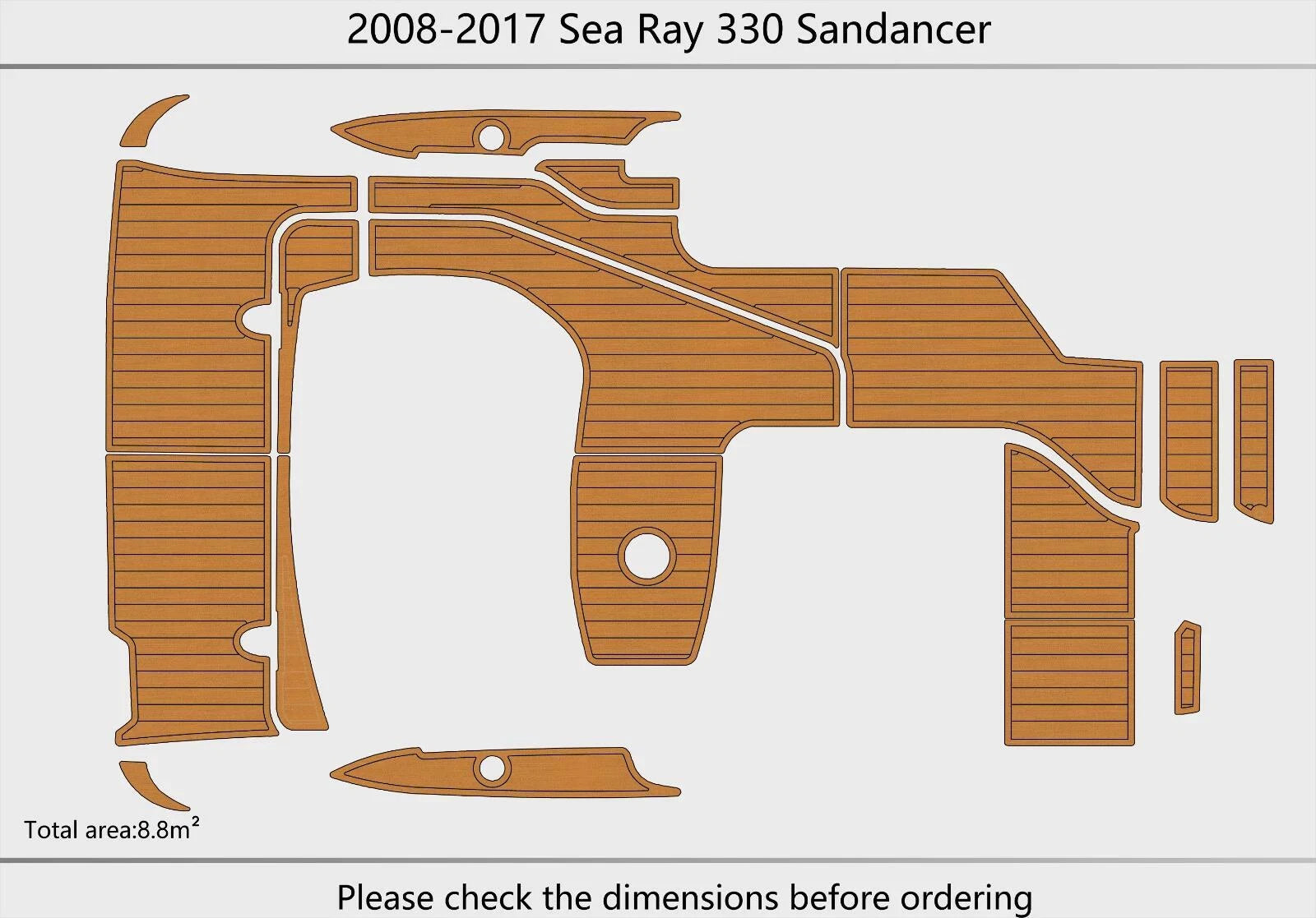EVA Foam Teak Flooring Pad for Sea Ray 310 330 Sundancer (2008)