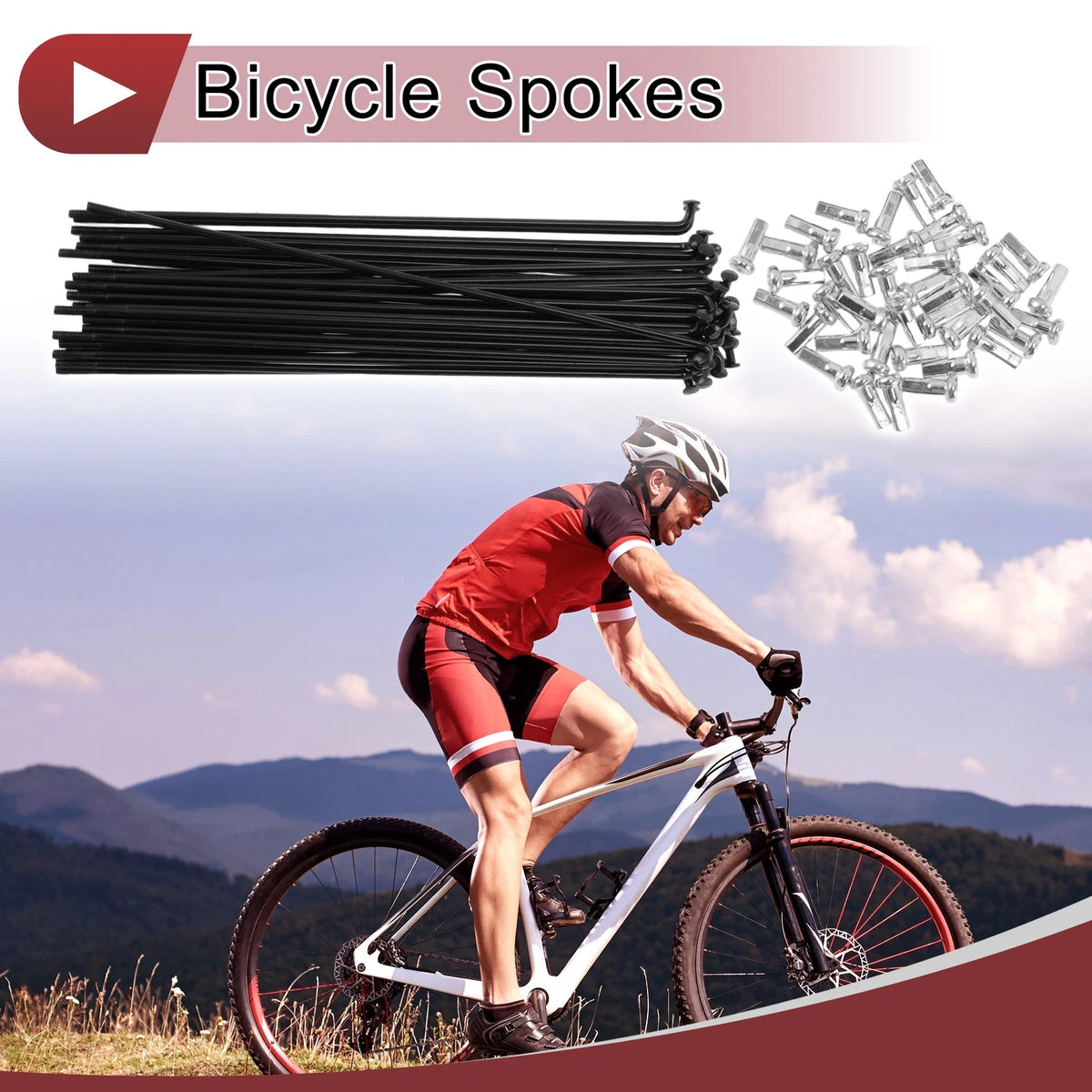 14G Bicycle Spoke Set 140mm Carbon Steel Black for Bike Wheels (—2015)