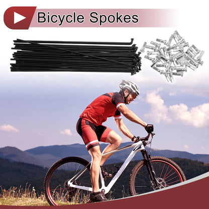 14G Bicycle Spoke Set 140mm Carbon Steel Black for Bike Wheels (—2015)