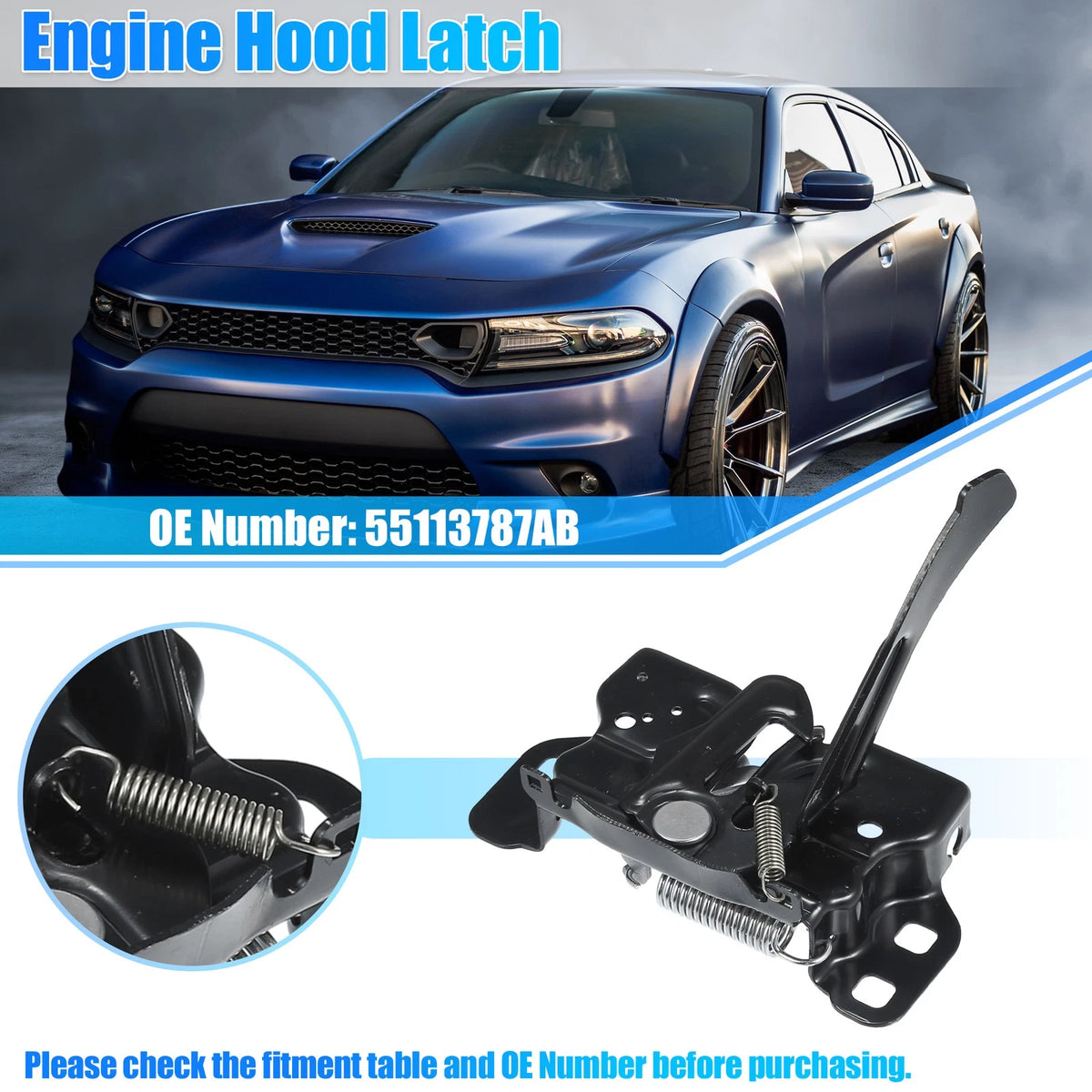 Engine Hood Lock Latch Assembly Replacement for Chrysler 300 (2011–2021)