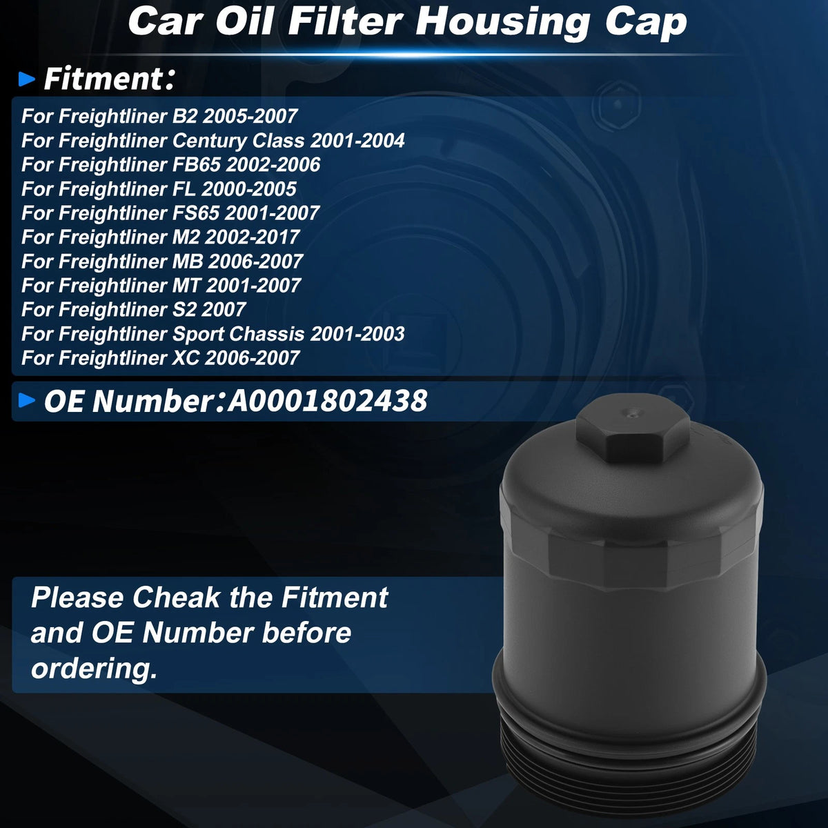Oil Filter Housing Cap for Freightliner B2 (2005–2007) A0001802438