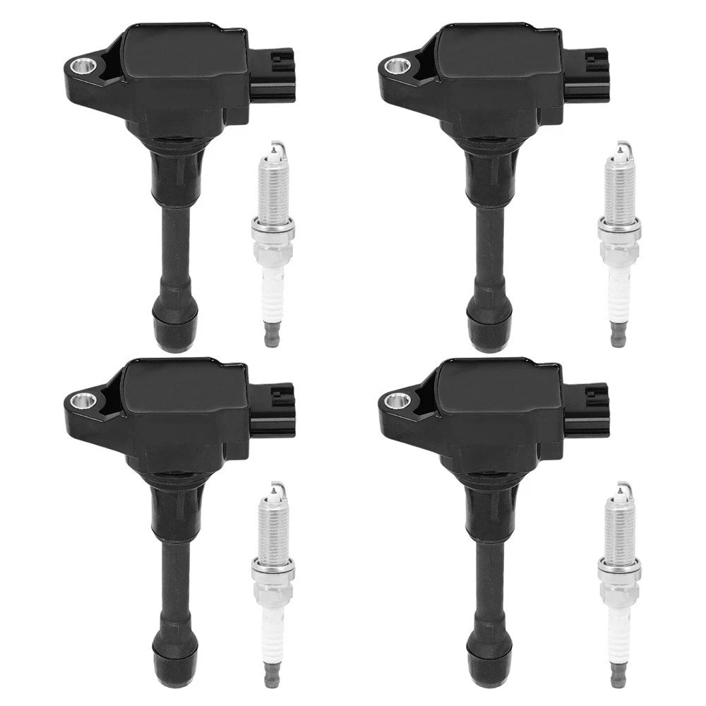 4PCS Ignition Coil & Spark Plug 22448JA00A For Nissan Altima Sentra Rogue Versa