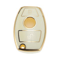 TPU Car Key Case with Gold Edge for Mercedes-Benz 2-Button (2010–2025)
