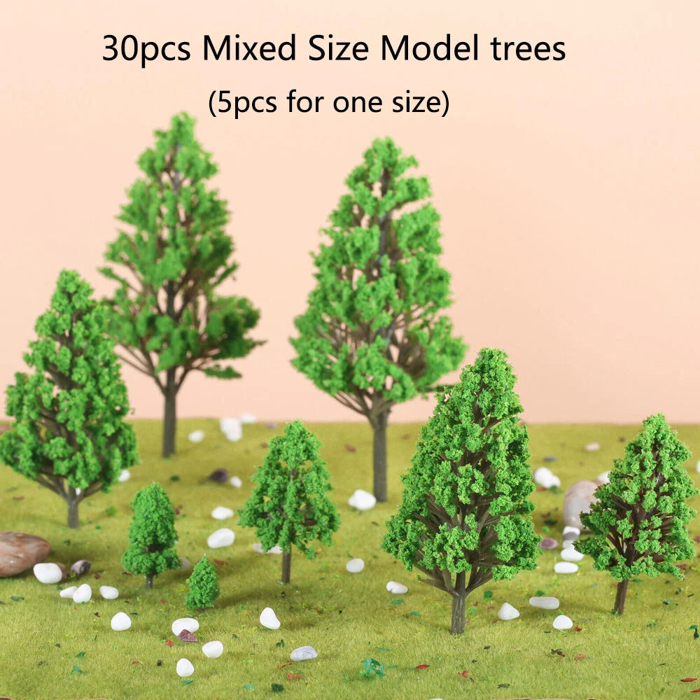 30Pcs Mixed Size Model Trees for Train Railroad Scenery Ornament