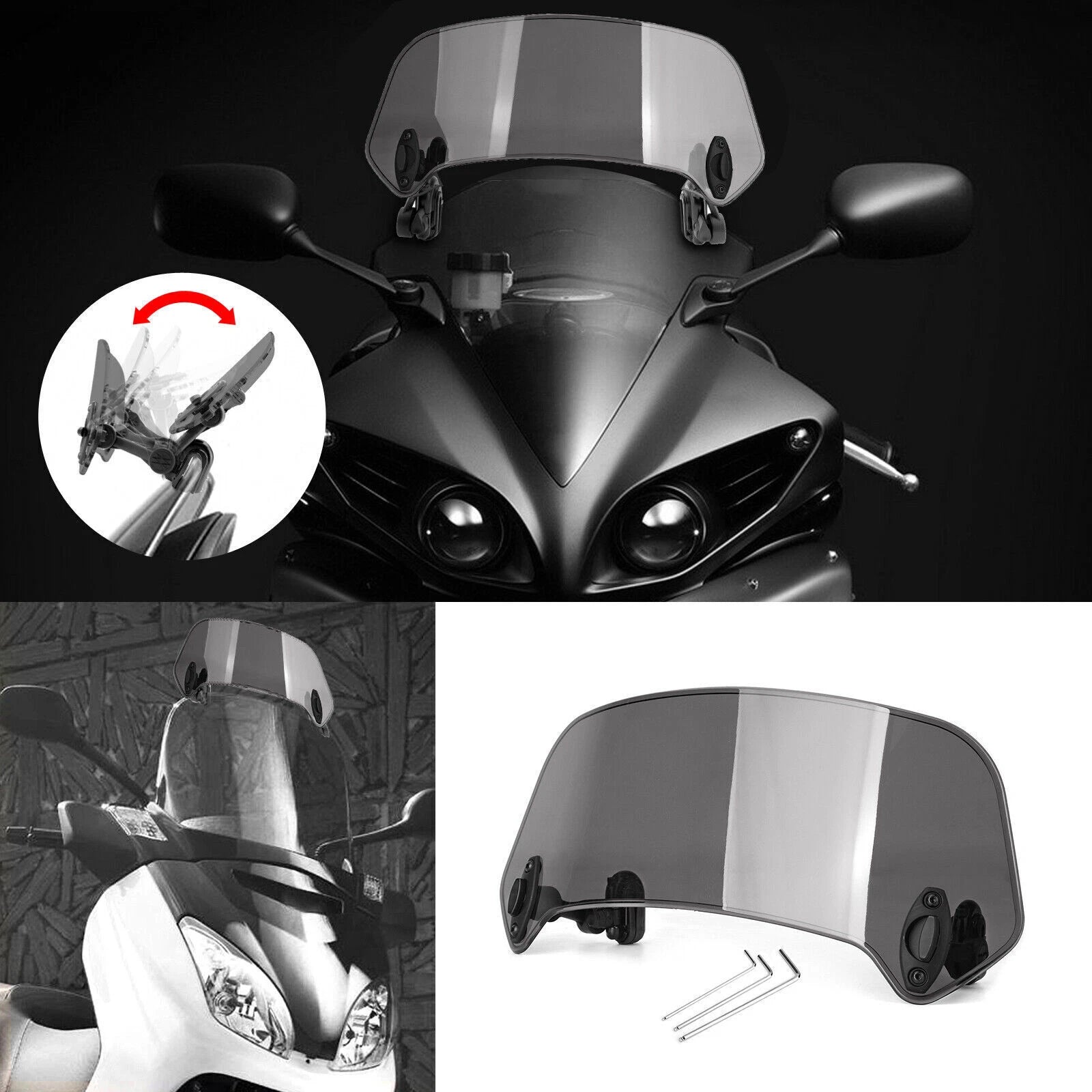 Universal Clip On Wind Deflector Screen for Motorcycle (T9)