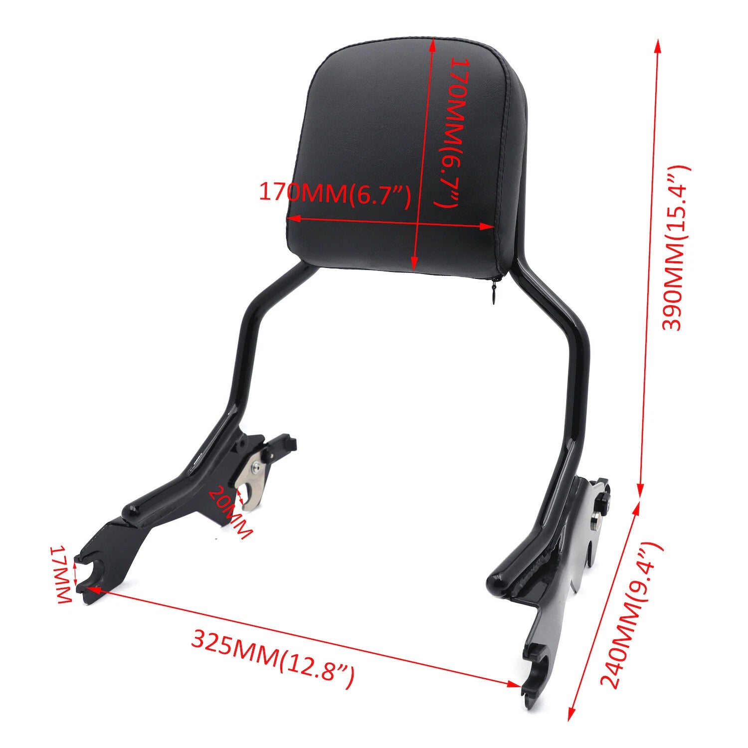 Black Passenger Sissy Bar Backrest for Harley Softail FXFB FXFBS (2018–2023)