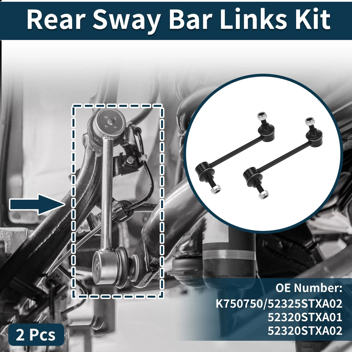 2X Rear Stabilizer Link Bushingless for Honda Pilot V6 3.5L (2009–2015)
