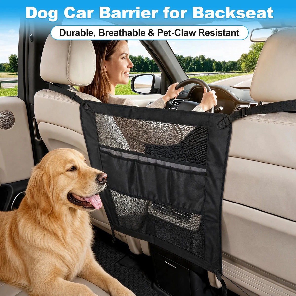 Dog Car Barrier Rear Seat Divider Net for Universal Fit (2010–2023)