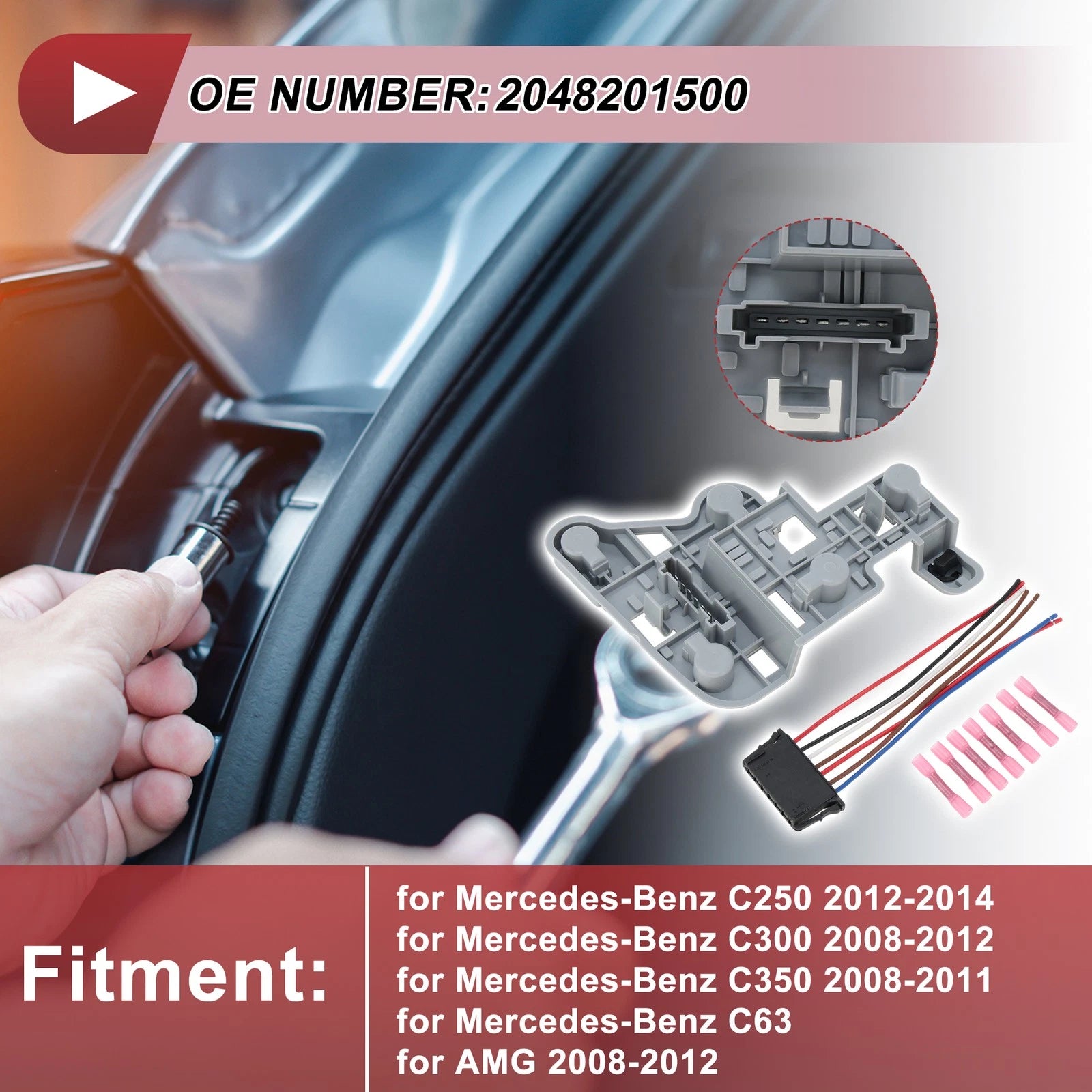 Left Tail Light Socket Wiring Replacement for Mercedes-Benz C250 (2012–2014)