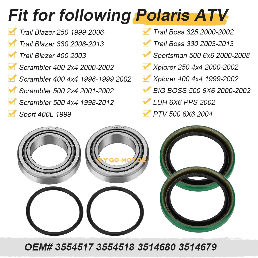 Rear Hub Wheel Bearing Seal for Polaris (3554517, 3554518, 3610070, 5410889)