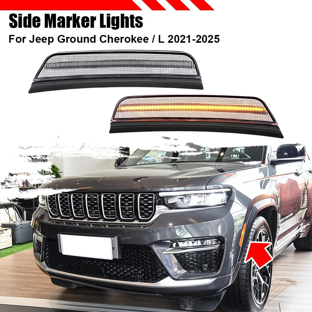 2Pcs Amber Front Bumper Side Marker Light for Jeep Grand Cherokee (2021–2025)