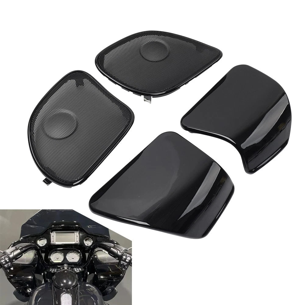 Black Fairing Glove Box Doors Speaker Grilles for Harley Road Glide (2015–2023)