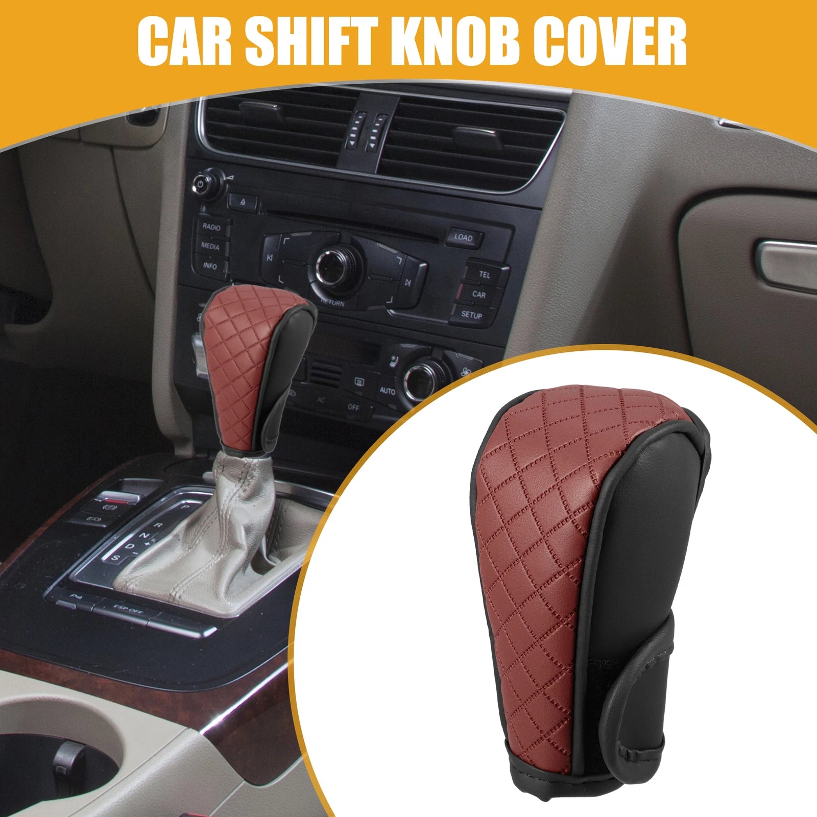 Shift Knob Cover for Universal Automatic Gear Protector Black Wine Red