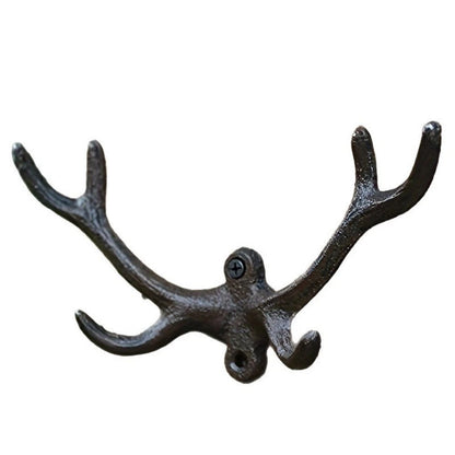 Iron Deer Head Wall Hook for Rustic Decor (20 cm x 10 cm) Black Finish