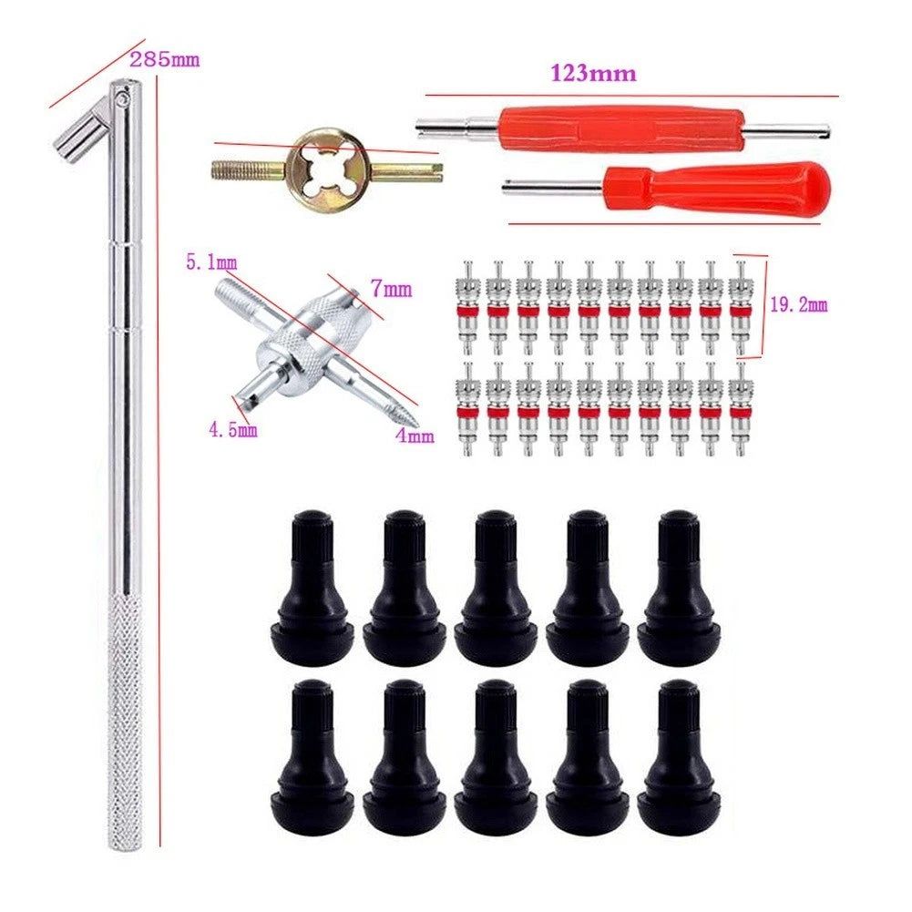 15pcs Tire Valve Core Tool Kit Featuring TR412 Stem Installer for Cars