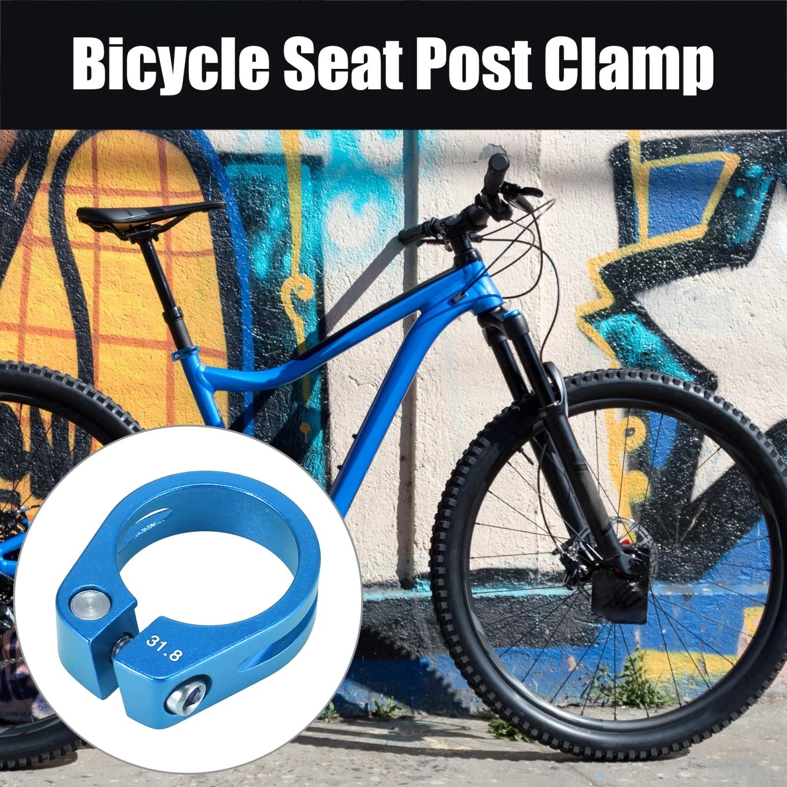 31.8mm Seat Post Clamp Replacement for Bike Bicycle Seat Post Adapter (Blue)