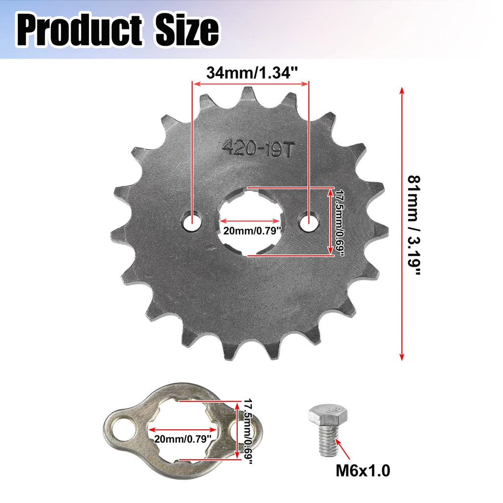 Front Engine Sprocket 20mm 19T Replacement Set for 420 19T Mini Bike (—)
