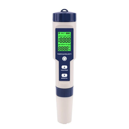 5-in-1 Water Tester Pen for PH Salinity Temperature Measurements
