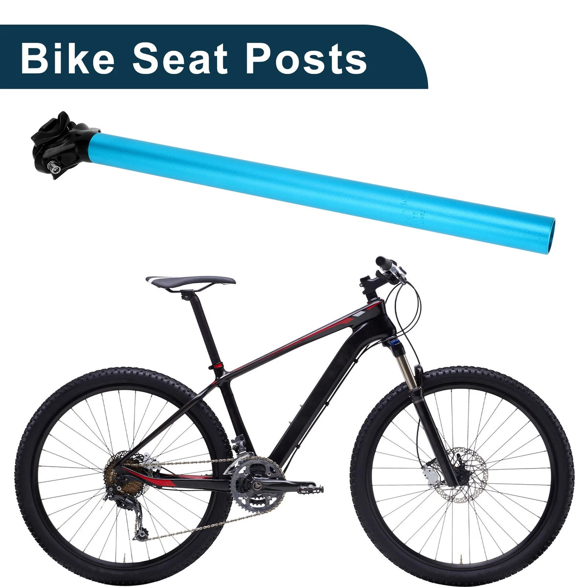 Seat Post Clamp Bike Seat Tube 28.6x450mm Adjustable Angle for Blue Aluminum