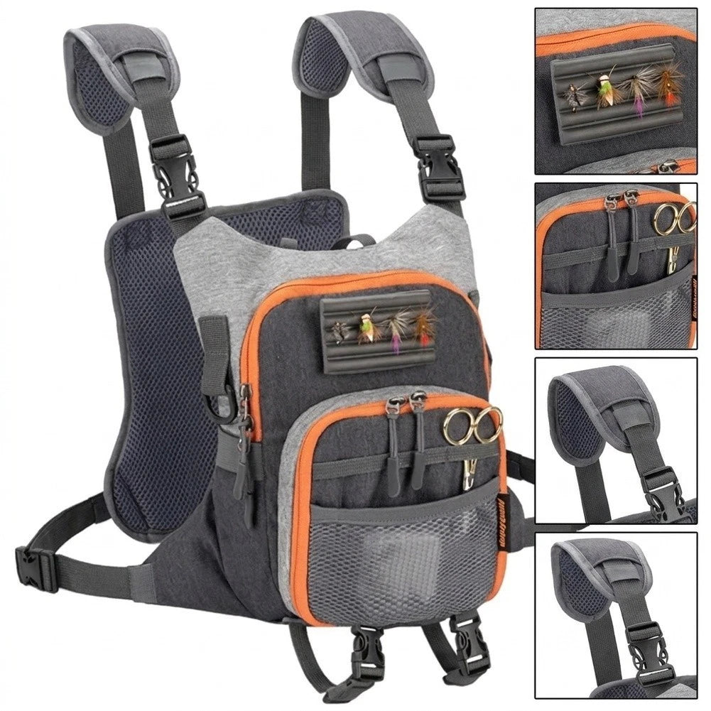 Water Resistant Fly Fishing Chest Pack with 2 Fly Box Accommodation